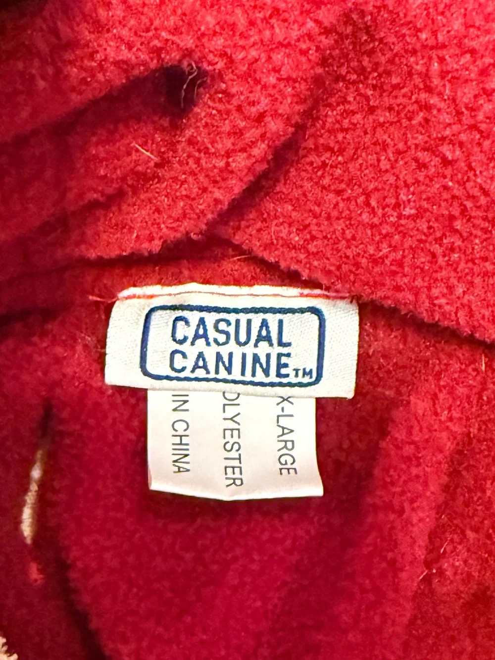 Casual Canine Red Hooded Dog Coat with Bone Patch
